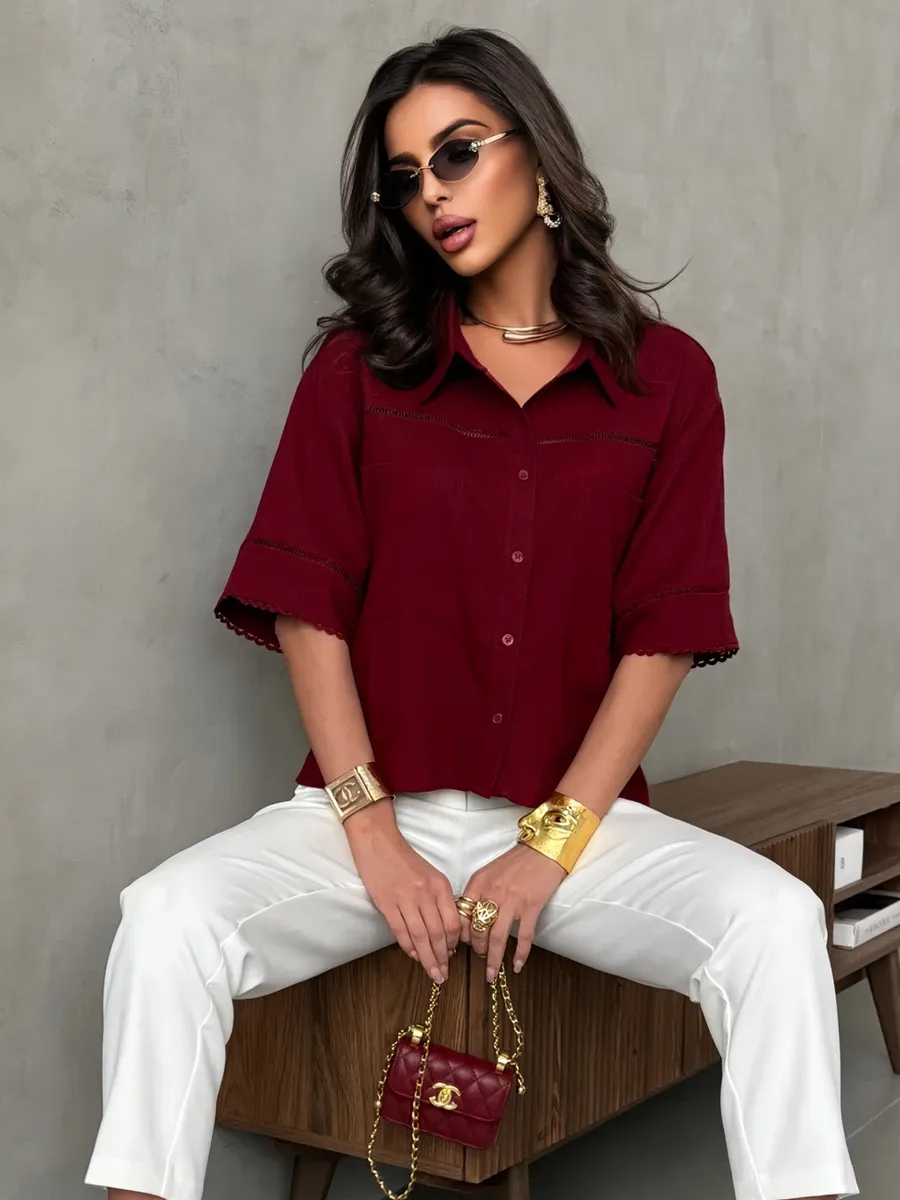 Рубашка оверсайз с коротким рукавом