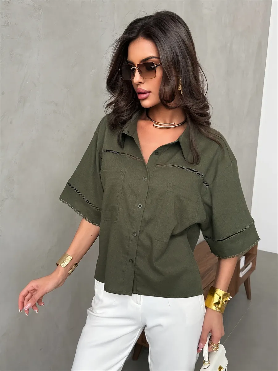 Рубашка оверсайз с коротким рукавом