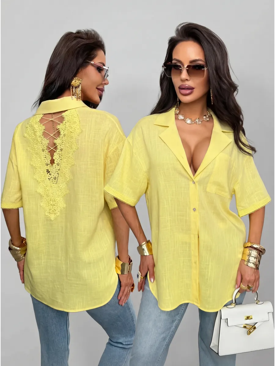 Рубашка летняя с коротким рукавом льняная