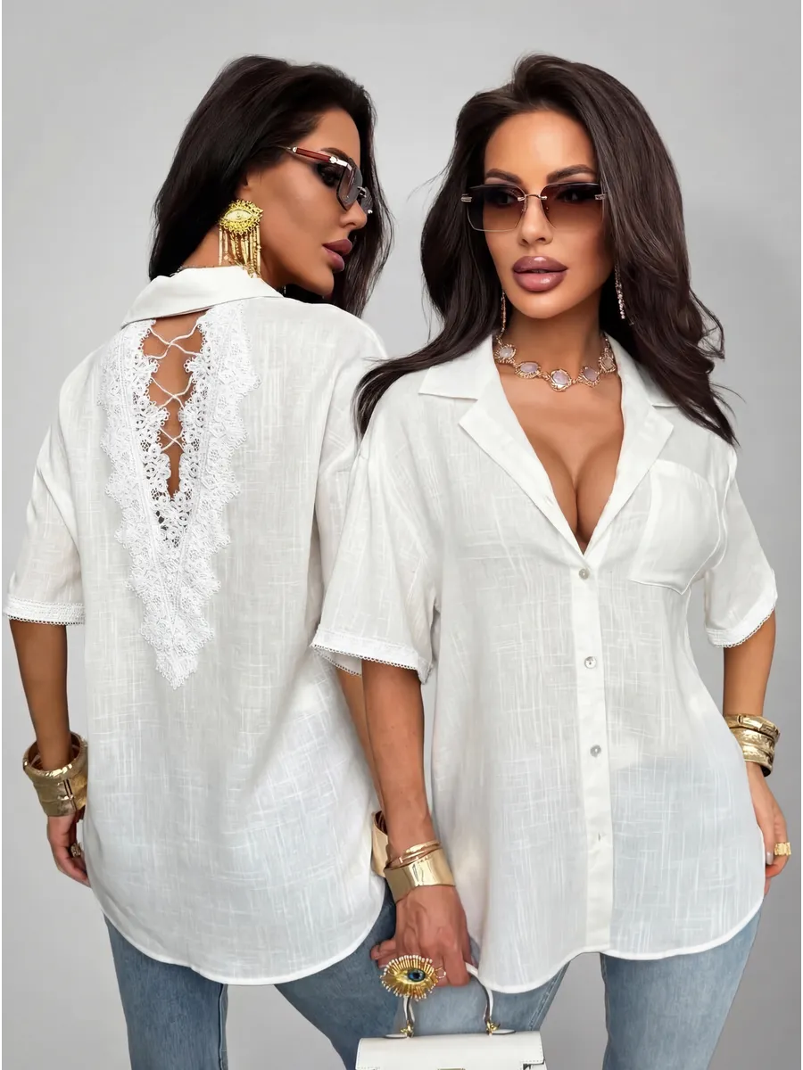 Рубашка летняя с коротким рукавом льняная