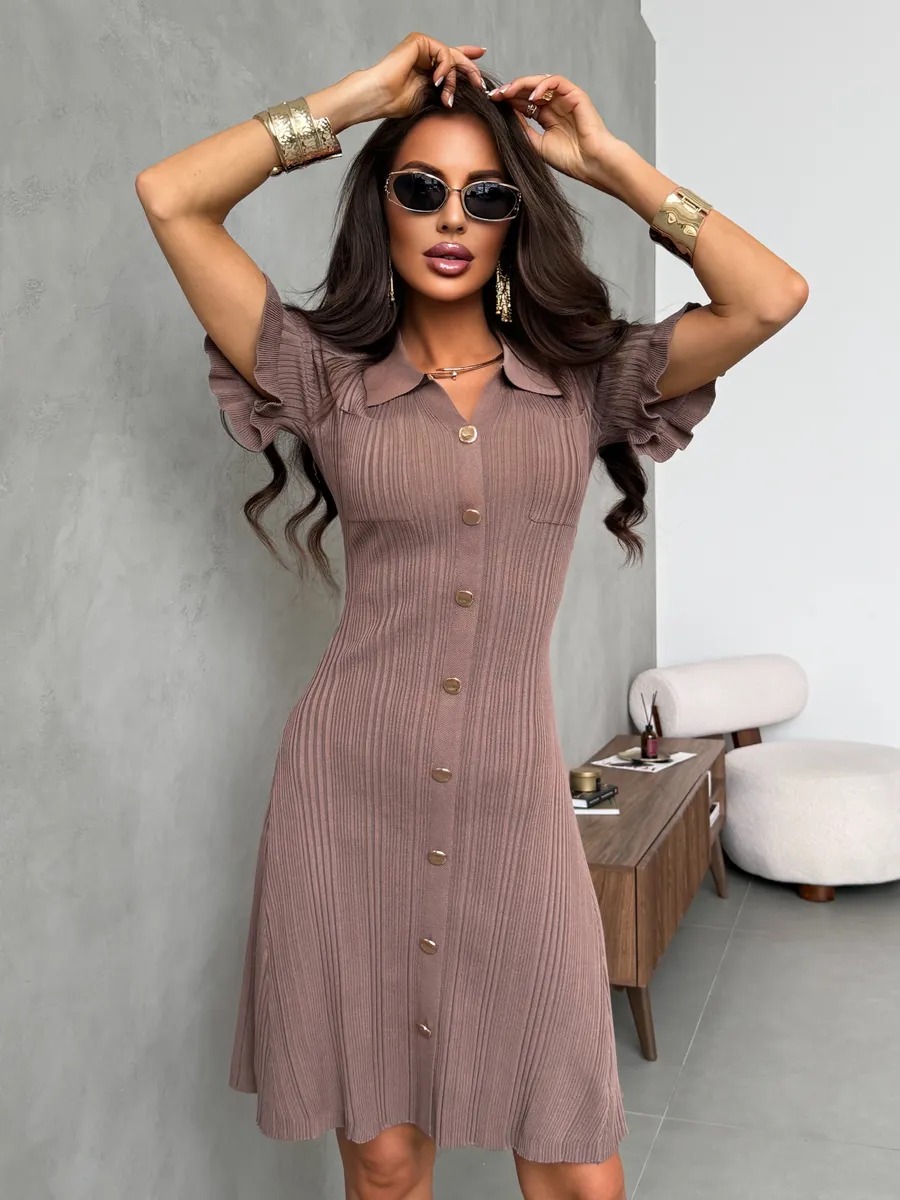 Платье вязаное трикотажное лапша короткое мини