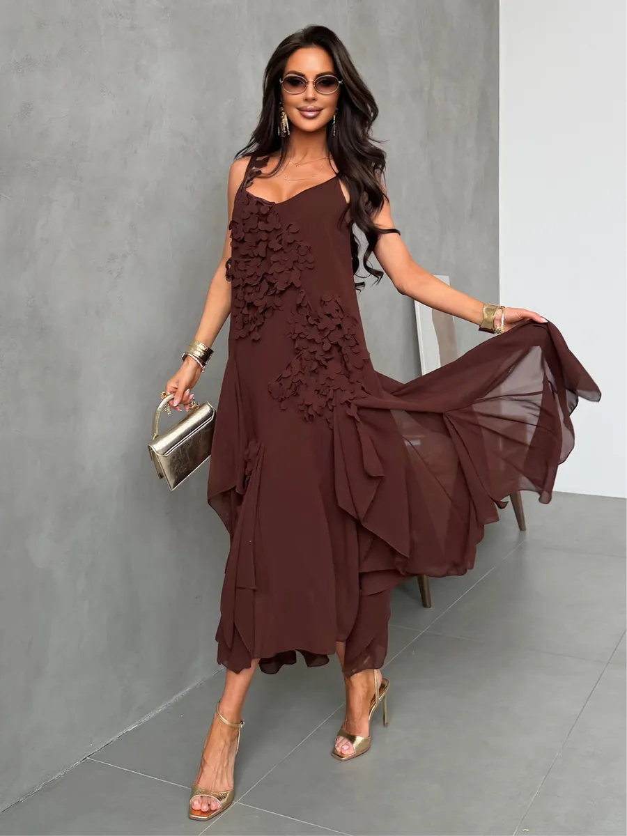 Летнее легкое платье праздничное длинное с цветами