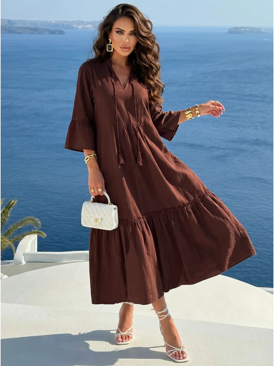 Летнее длинное платье макси в стиле бохо