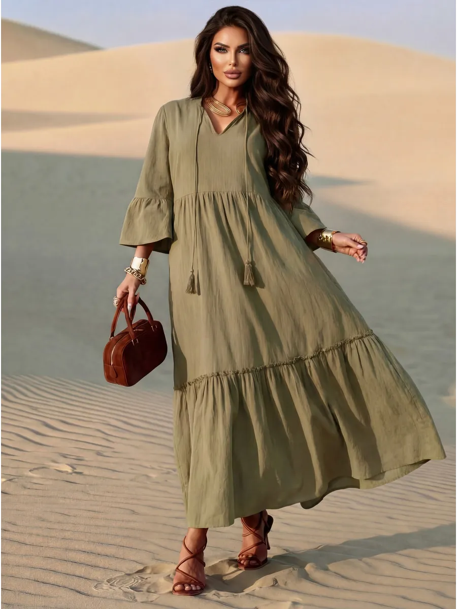 Летнее длинное платье макси в стиле бохо