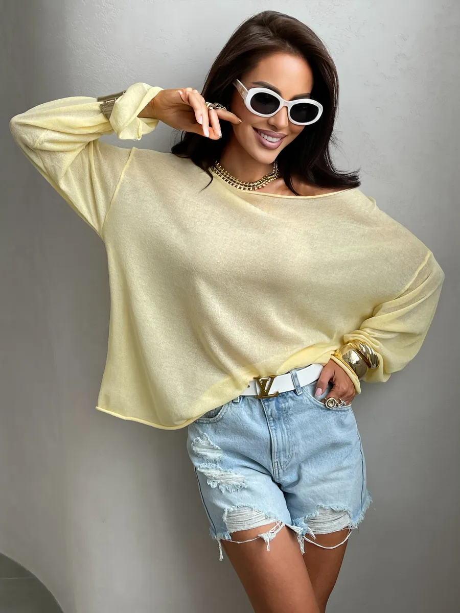 Летняя вязаная кофта оверсайз сетка паутинка