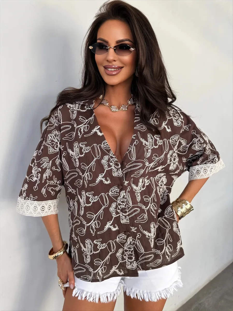 Блузка рубашка летняя льняная